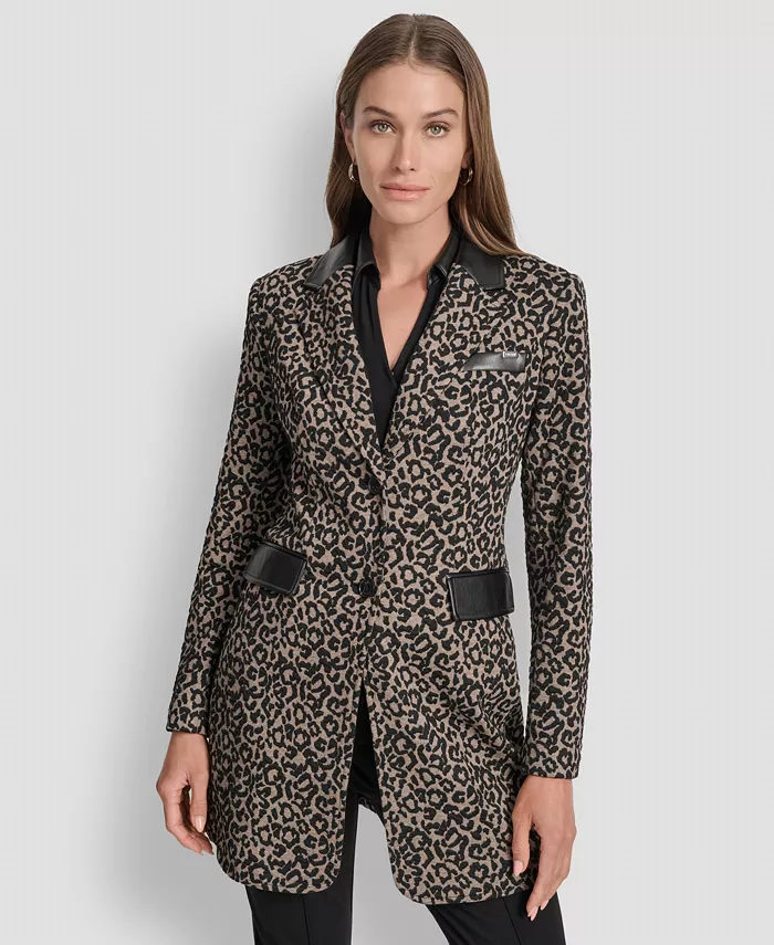 

Женская куртка с леопардовым принтом и отделкой из искусственной кожи DKNY, мультиколор
