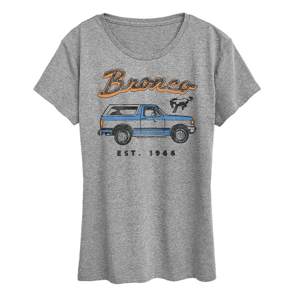 

Женский Ford Bronco Est. Футболка с графическим рисунком 1966 года Licensed Character, цвет Heather Gray