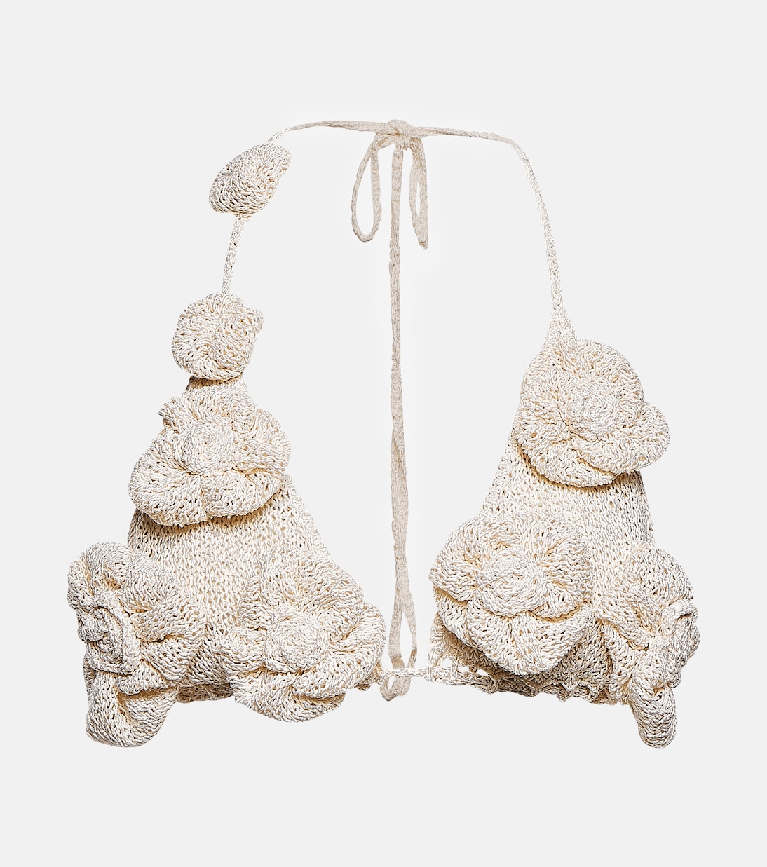 

Верх-бюстгальтер с цветочным узором крючком Magda Butrym, кремовый