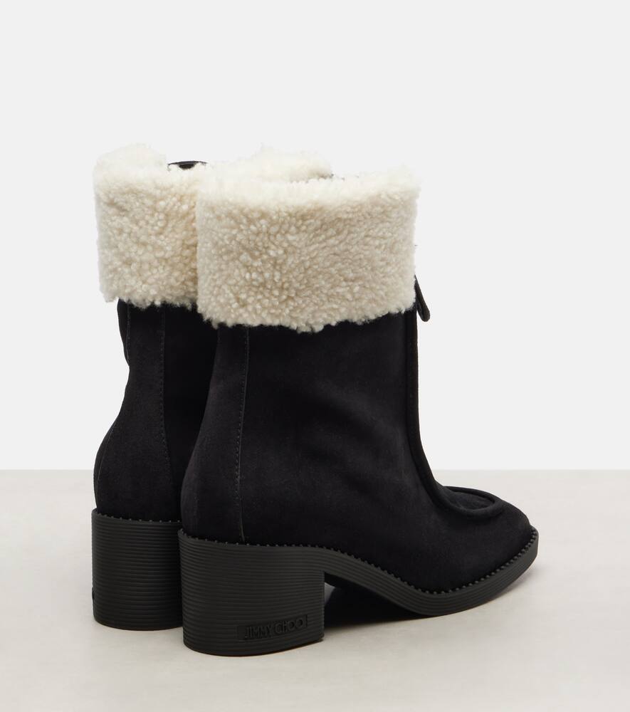 Ботильоны Hali 60 из замши с отделкой из овчины Jimmy Choo, Black/Natural — фото 2