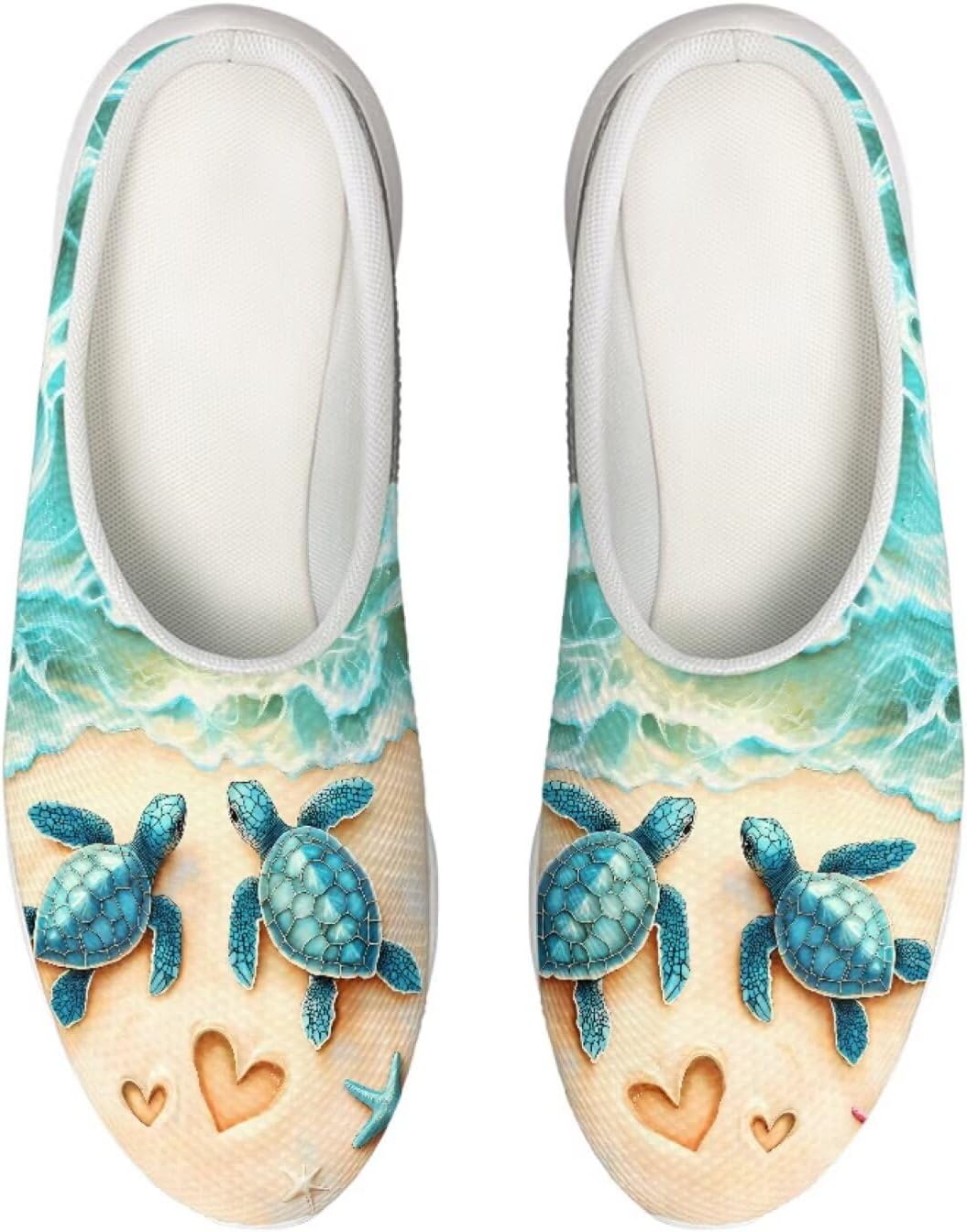 

Женские сабо-клоги Forchrinse Blue Palm Tree с сеткой, легкие для ходьбы, с мягкой поддержкой свода стопы, для работы, ухода за больными, Sea Turtles