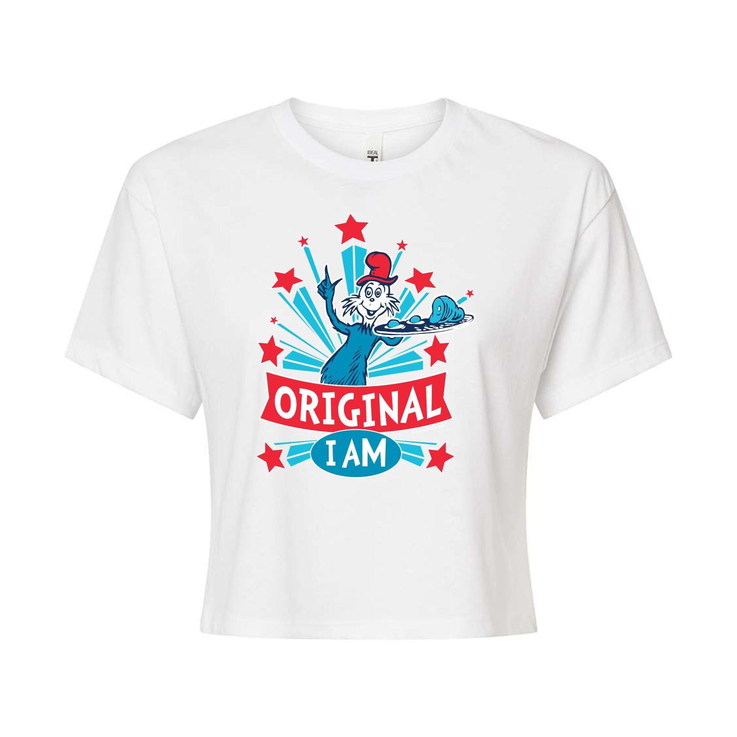 

Укороченная футболка с рисунком Dr. Seuss Original для юниоров I Am Licensed Character, белый