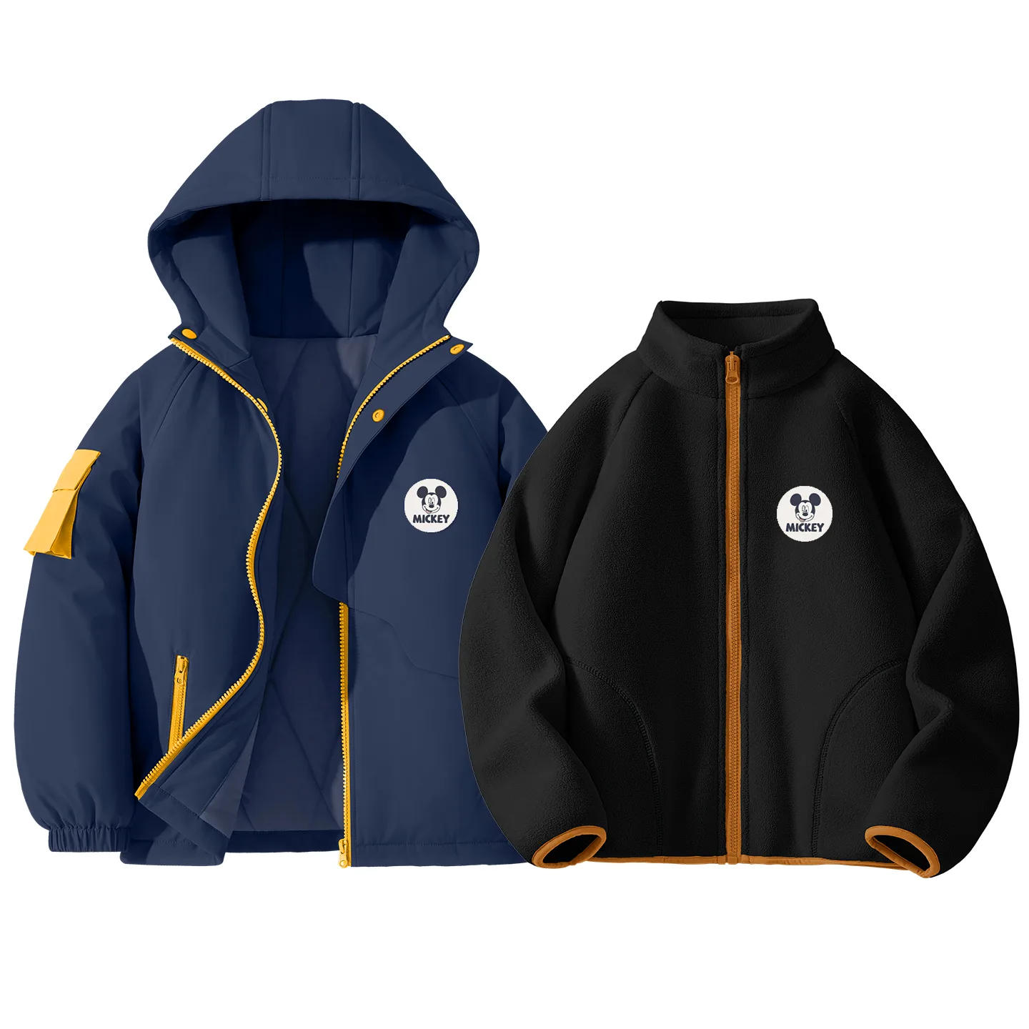 Детский спортивный комплект Casual Sportswear из 2 предметов Disney, [Thickened Thermal]Diki Round Hook-and-Loop K Navy Blue+Diki Medium Round Hook-and-Loop K Light Milk White — фото 3
