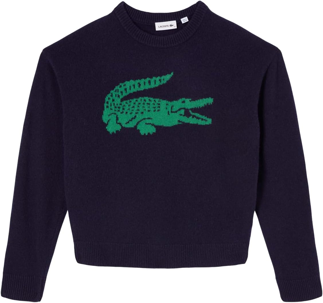 

Lacoste x Bandier женский свитер с контрастным крокодилом, Navy Blue/Green