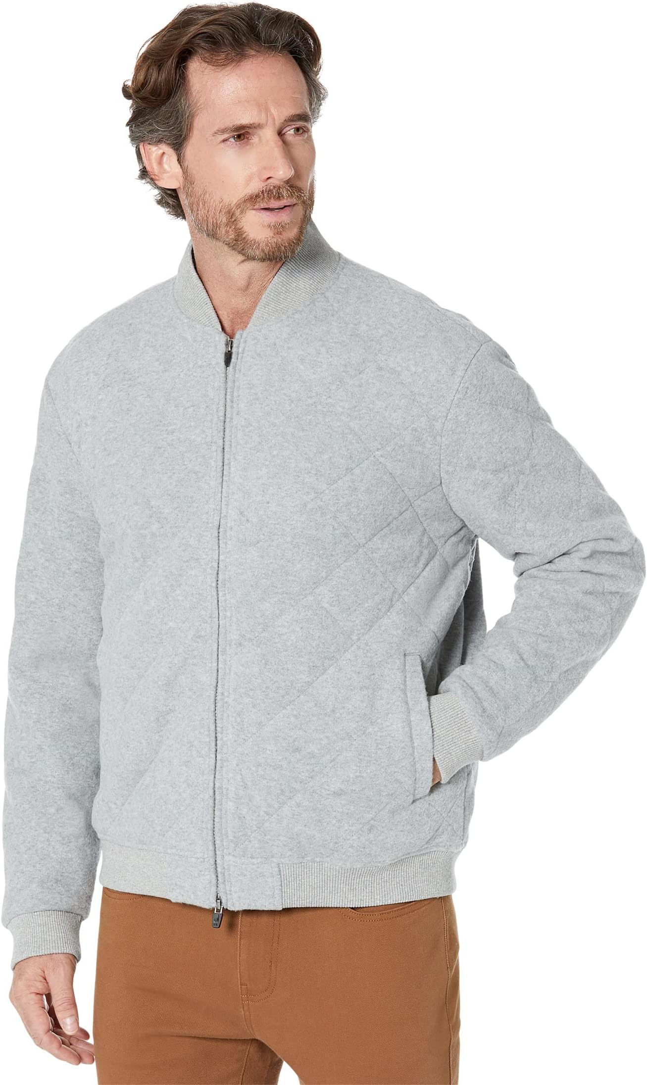 

Куртка johnnie-O Newcastle Quilted Fleece Bomber Jacket, цвет Light Gray