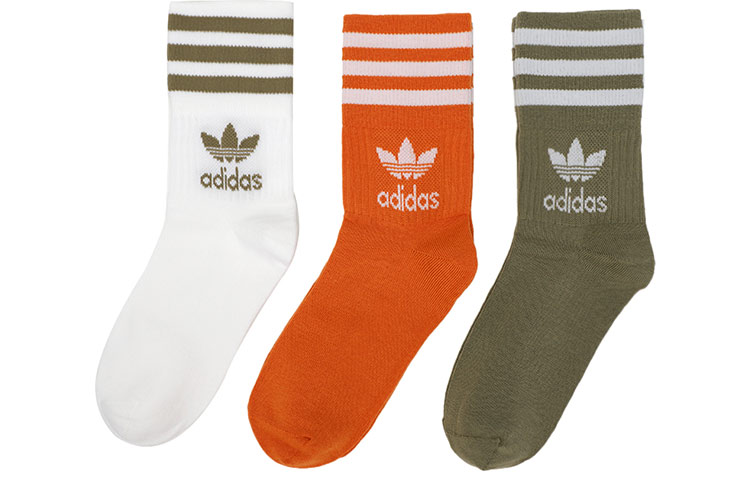 

Носки унисекс до середины икры Adidas Originals, цвет 3 double packs (white/dark orange/green)