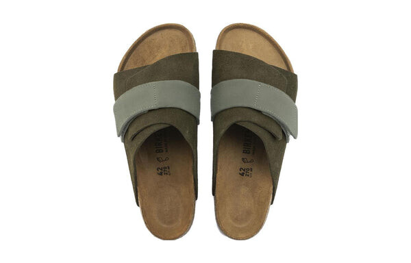Тапочки kyoto suede leather sandals 'thyme' Birkenstock, зеленый — фото 3