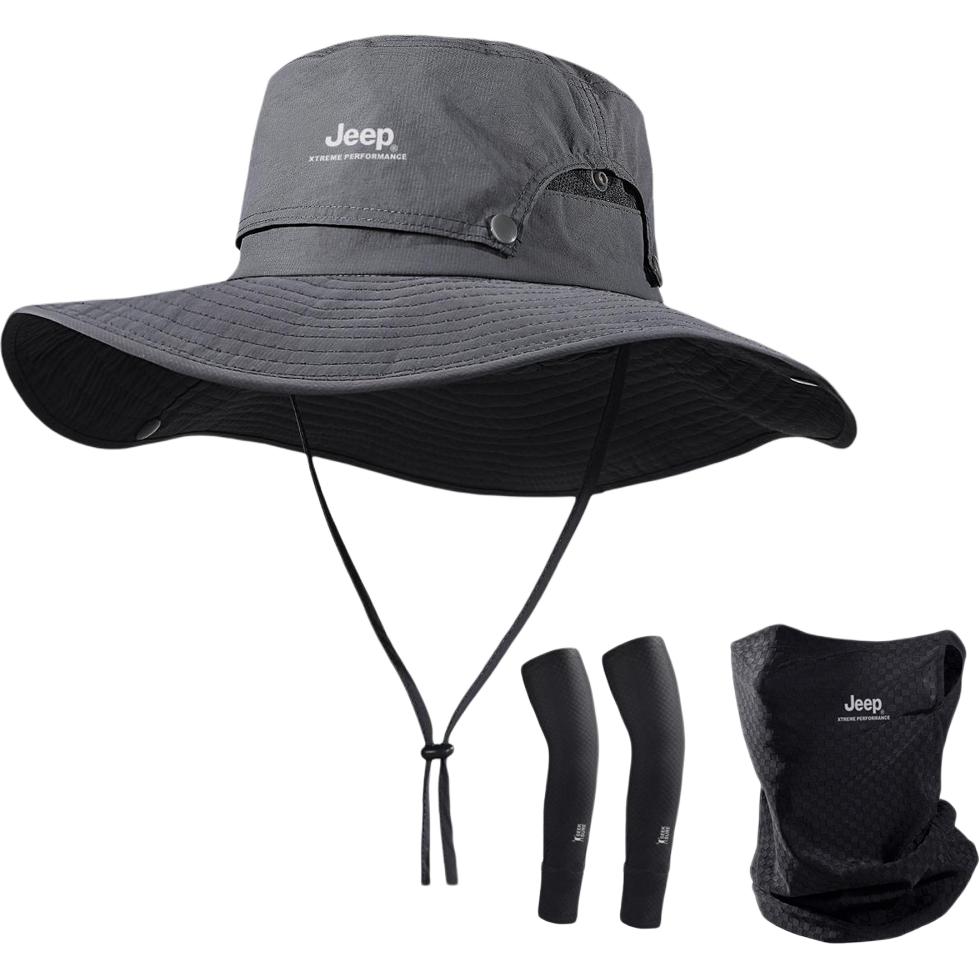 

Панама Bucket Unisex Jeep, черный three-piece set[detachable top cloth hat+ice silk face masks glove]