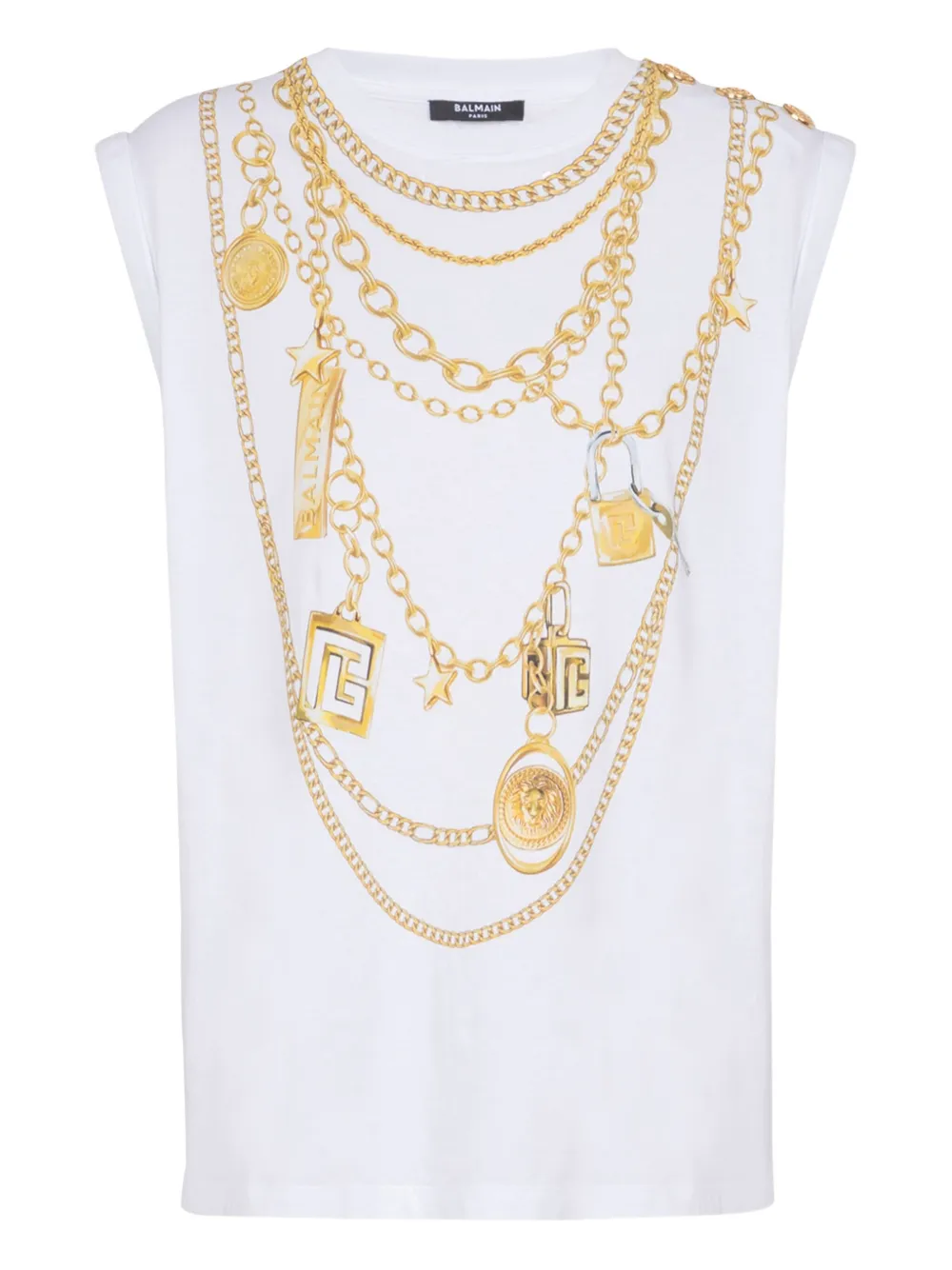 

Топ с принтом Collier BALMAIN, белый