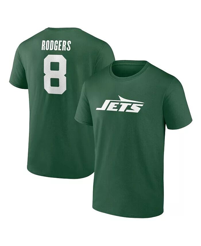 

Мужская зеленая футболка с изображением игрока Аарона Роджерса New York Jets, имени и номера Fanatics, зеленый