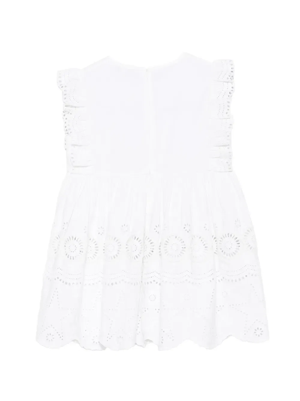 Топ с оборками на рукавах и вышивкой ришелье Stella McCartney Kids, белый — фото 2