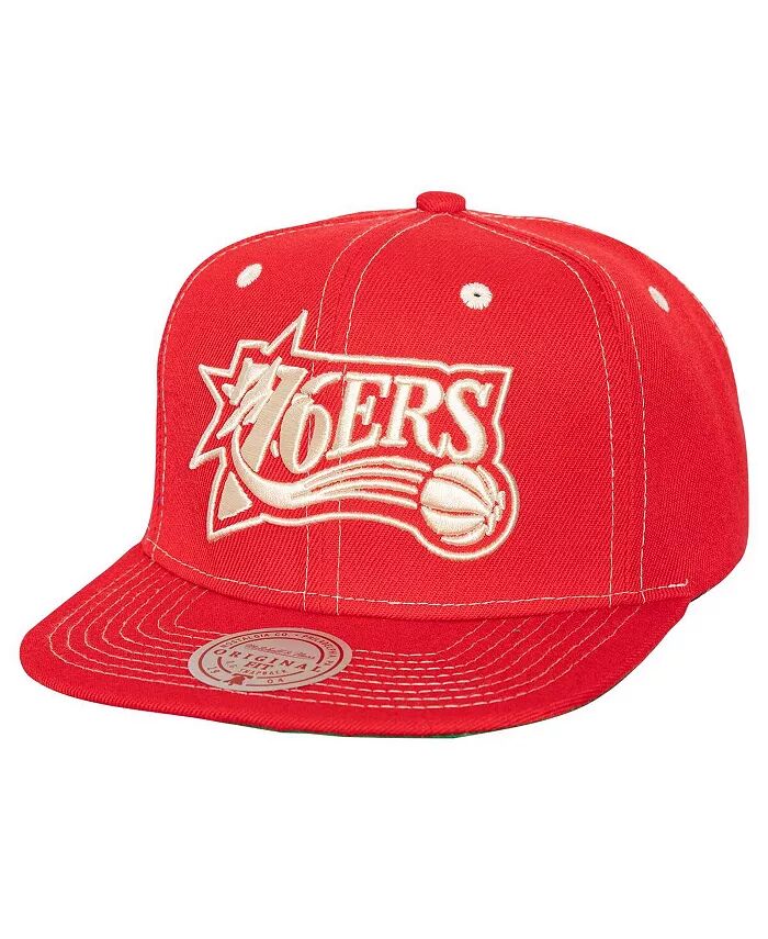 

Мужская красная бейсболка Mitchell Ness Philadelphia 76ers Energy Contrast Snapback Mitchell & Ness