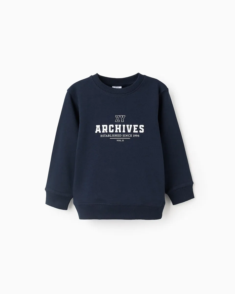 

Детское худи с принтом и рибаной отделкой Zippy, темно-синий