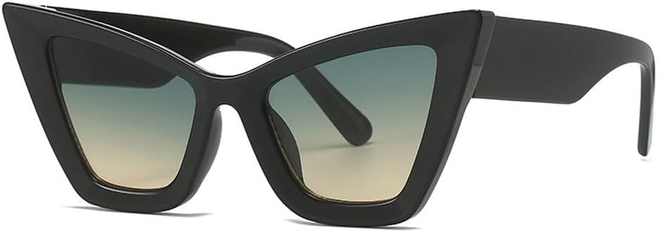 

Винтажные солнцезащитные очки «кошачий глаз» для мужчин и женщин, модные, яркие, популярные женские солнцезащитные очки с защитой от УФ-излучения UV400 TKKTLLT, Black-greenyellow