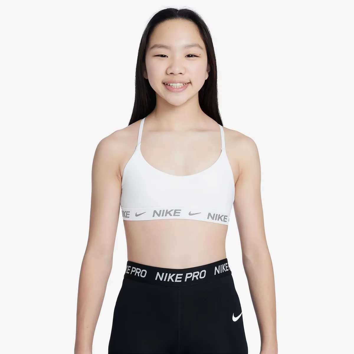 

Топ Indy Nike для девочек Dri-FIT, белый