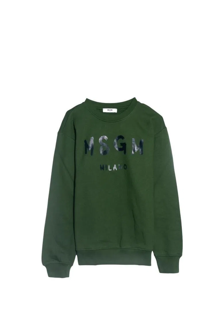 Свитшот хлопковый, Kids Msgm, зеленый