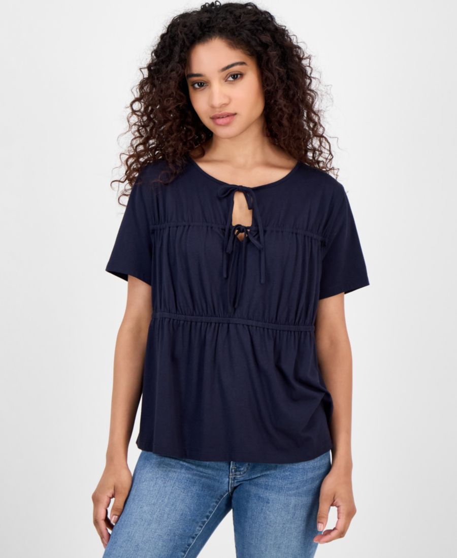 

Женская блузка с короткими рукавами и завязками спереди Nautica Jeans, Night Sky