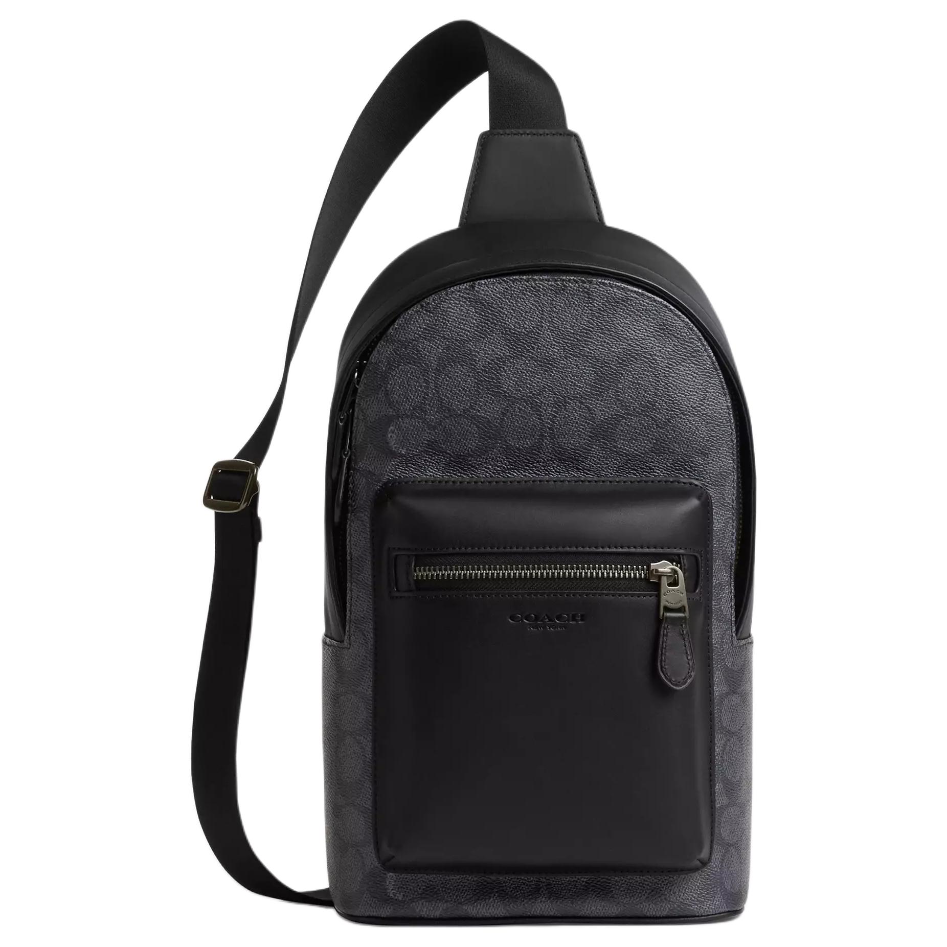 

West Coated Canvas Кроссбоди Слинг Сумка Маленький размер Мужской Угольно-черный COACH