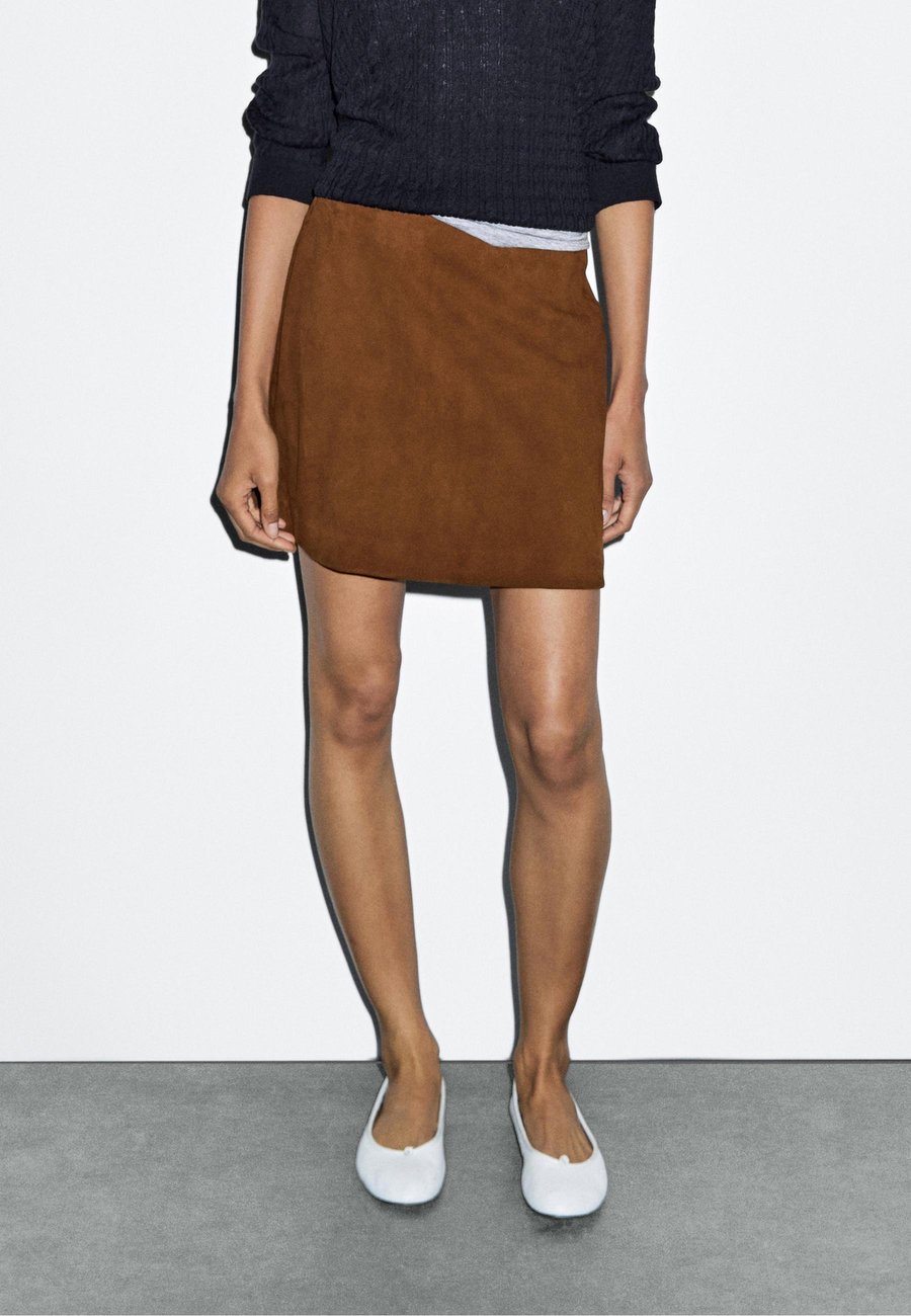 

Юбка Massimo Dutti MINI WITH TOPSTITCHING, Brown