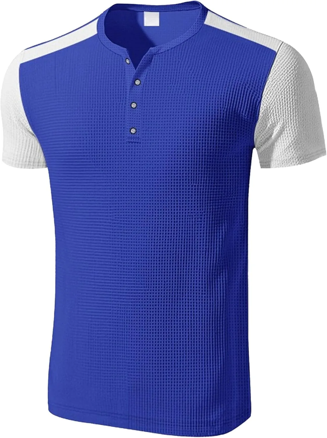 

Мужская футболка хенли с цветными блоками, без воротника, приталенная, с короткими рукавами Gsywaipei