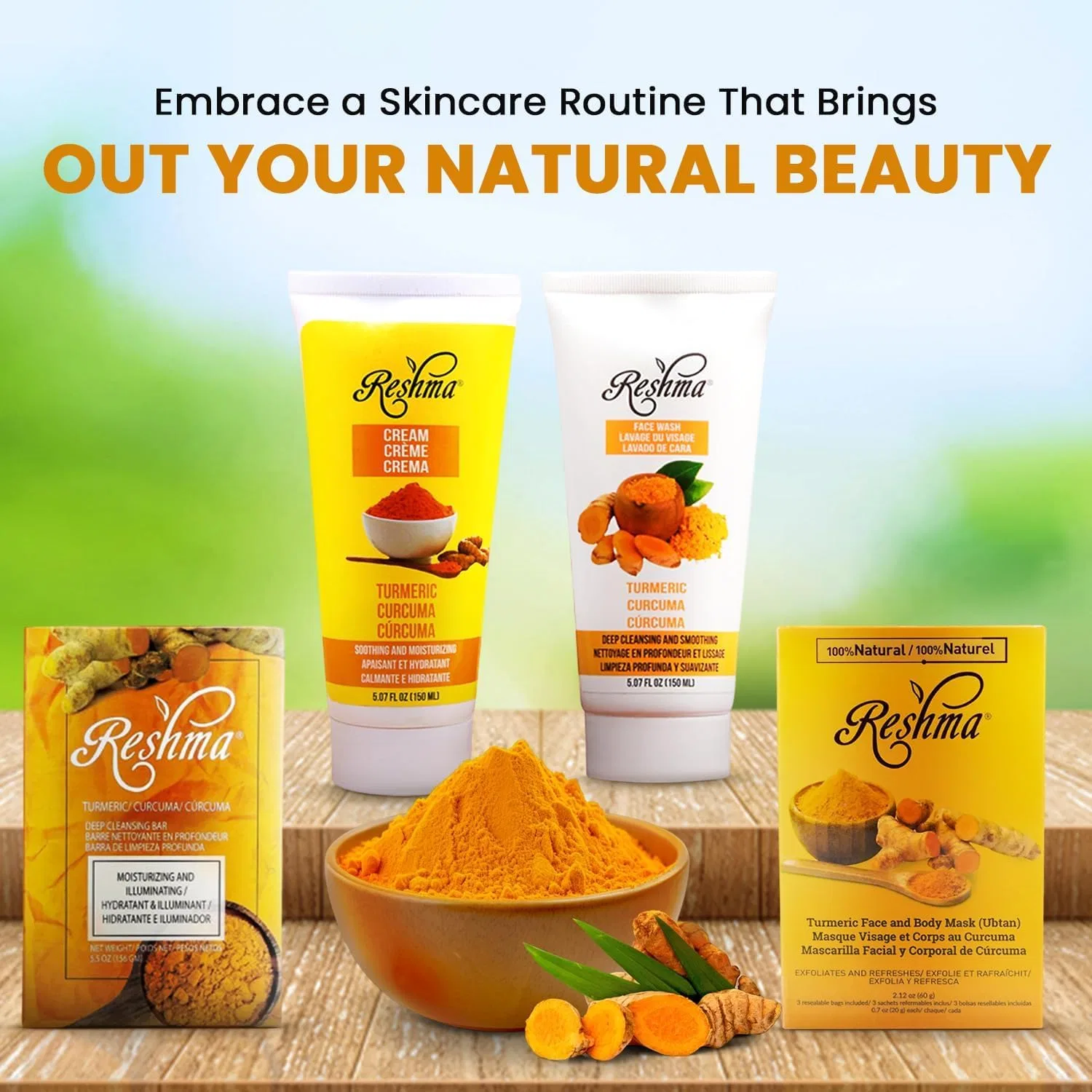Набор для ухода за кожей с куркумой и золотом Reshma Beauty, 4 предмета — фото 2
