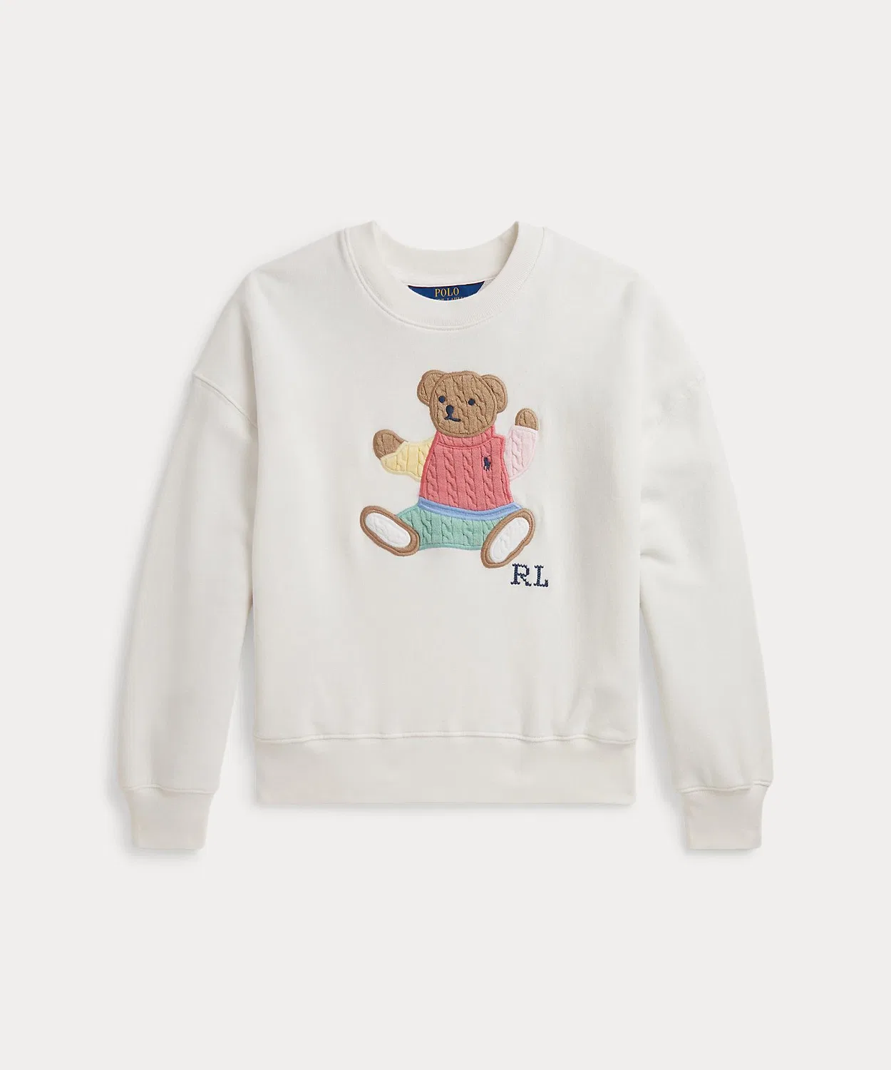 Свитшот с аппликацией медведя Polo Ralph Lauren, хлопок-полиэстер, белый
