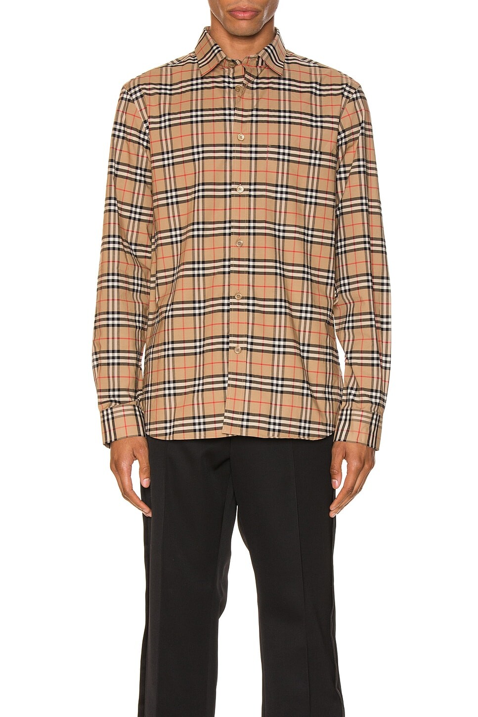 

Рубашка в клетку стрейч маленького размера Burberry, цвет Camel Check