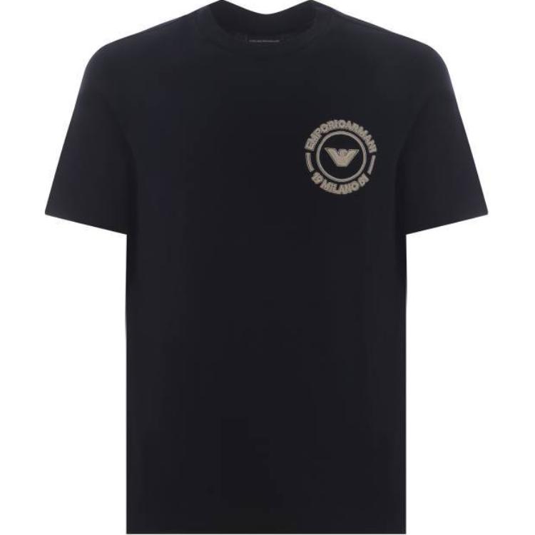 

Футболка с вышитым логотипом EMPORIO ARMANI, синяя