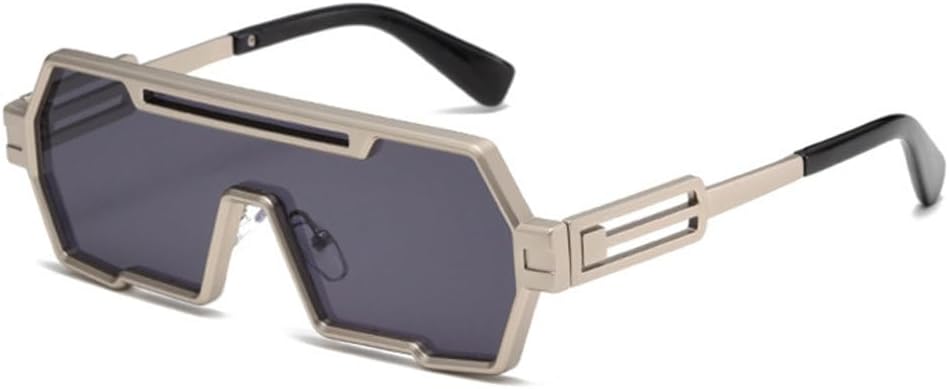 

Модные большие цельные солнцезащитные очки для мужчин в винтажном стиле, металлический панк, зеркальные, UV400, для женщин, роскошные солнцезащитные очки LVTFCO, Silver Gray