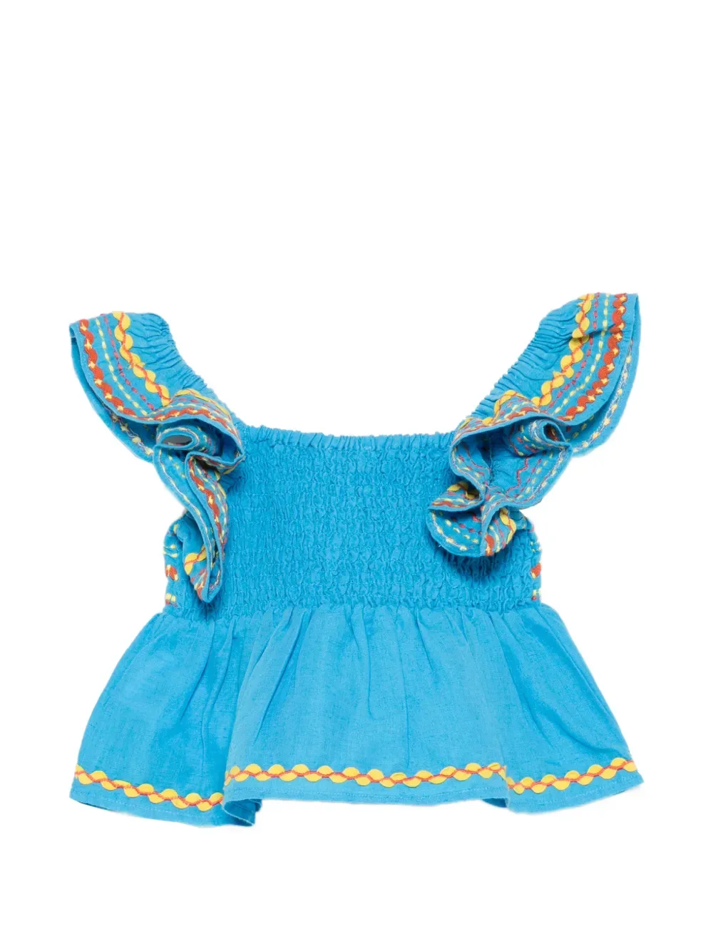 Топ с оборчатым воротником Stella McCartney Kids, синий — фото 2