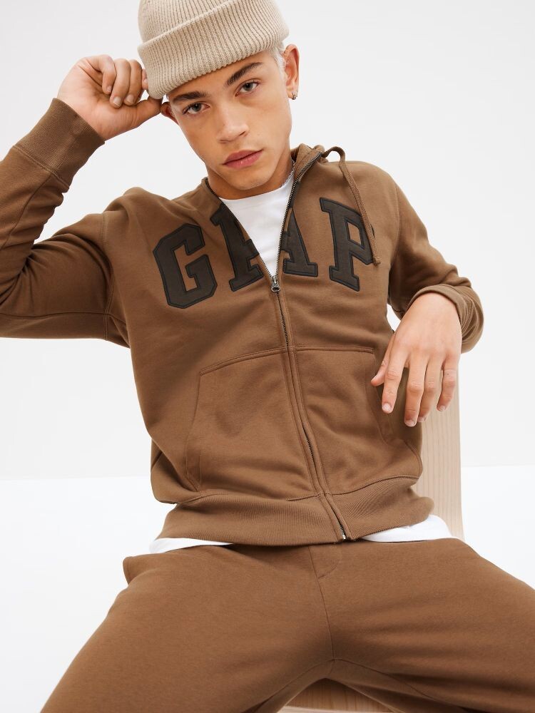 

Флисовая толстовка с логотипом и капюшоном Gap, коричневый
