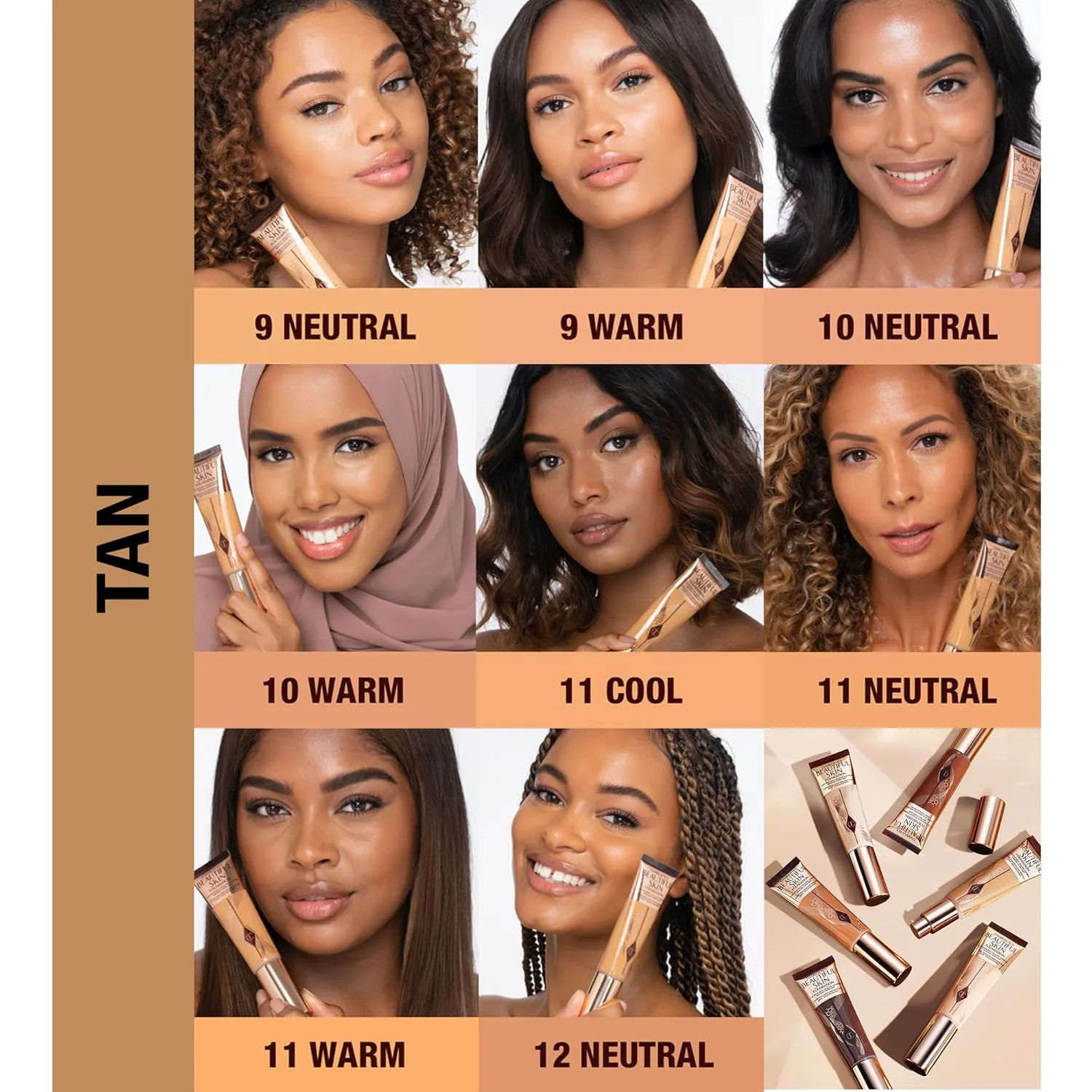 Charlotte Tilbury Beautiful Skin тональный крем среднего покрытия с увлажняющим эффектом - жидкая косметика для наращиваемого покрытия, мгновенного сияния, интенсивного увлажнения и ухода за кожей, 11 Neutral - Tan with neutral-yellow undertones — фото 3