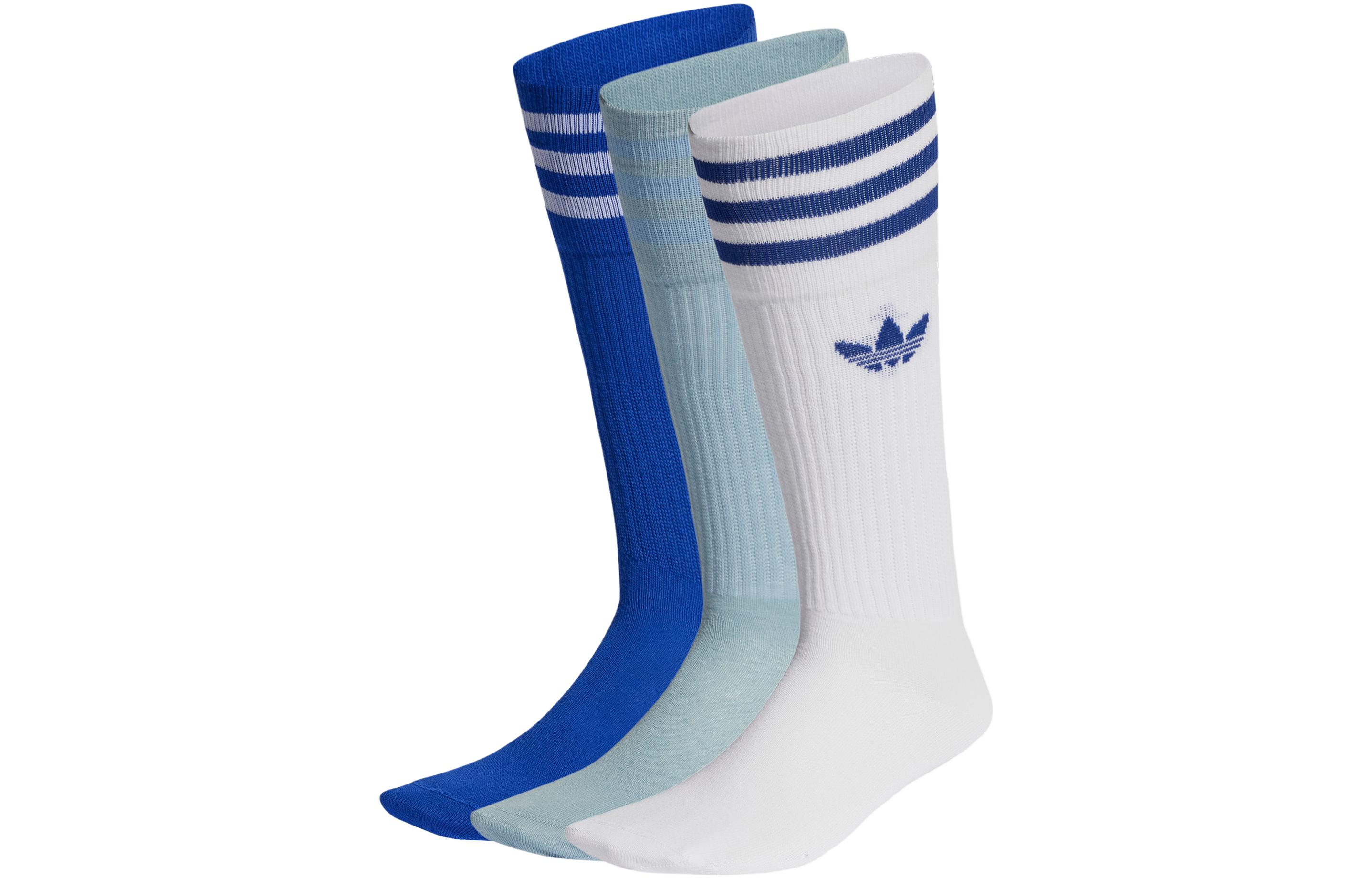 

Носки Mid-Calf 3 пары Унисекс Комплект из 3 пар Adidas Originals (Белый+Волшебный серый+Полуфлуоресцентный синий)