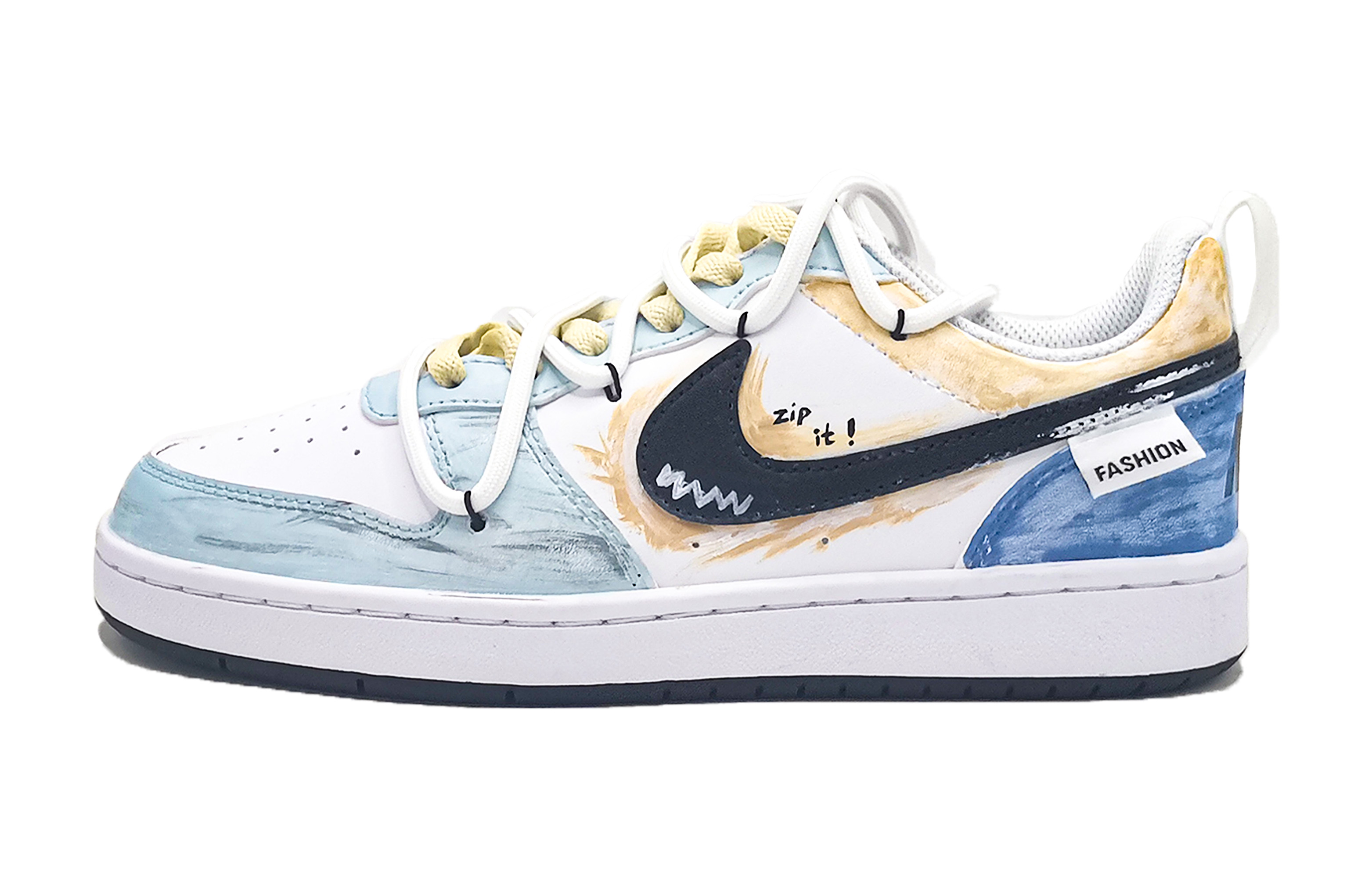 

Низкие кроссовки для скейтбординга Court Borough Color Block Trend для детей и подростков Nike, синий/желтый