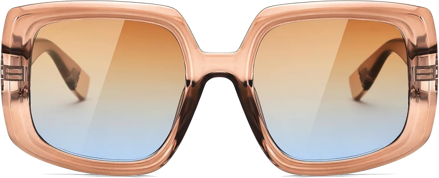 

Солнцезащитные очки FEISEDY квадратной формы большого размера для женщин, винтажный ретро-стиль, толстая оправа, защита UV400, артикул B0196, Tea Frame - Blue Lens