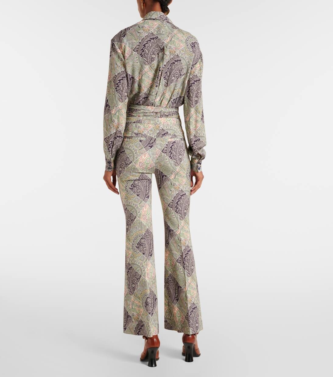 Расклешенные брюки с высокой посадкой и узором пейсли Etro, цвет print on white base — фото 3