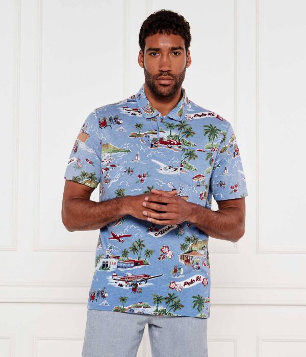 

Льняная рубашка поло Classic fit Polo Ralph Lauren, синий