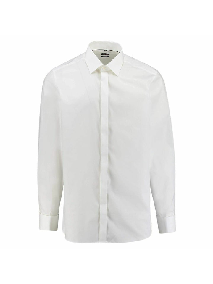 

Мужская деловая рубашка с длинным рукавом бежевого цвета OLYMP