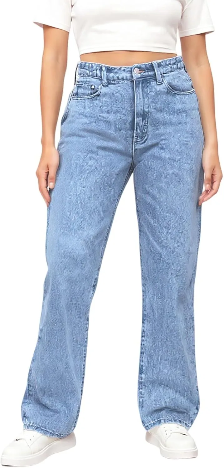 

Женские джинсы с высокой посадкой Stretchy Casual Baggy Straight Leg Shusuen