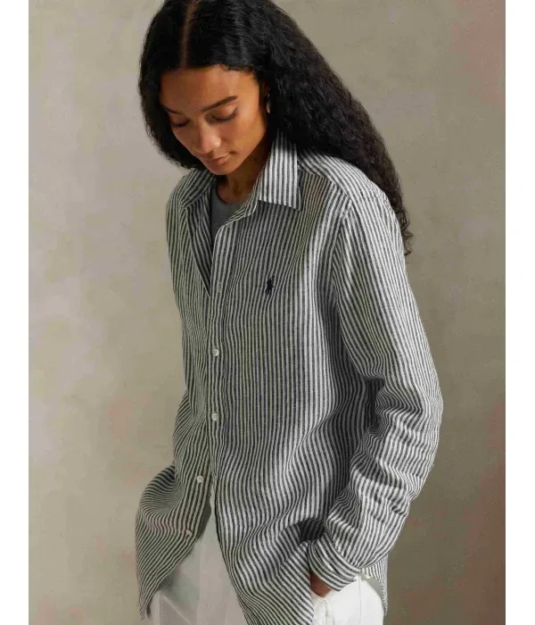 Льняная рубашка classic fit Polo Ralph Lauren, черный — фото 4