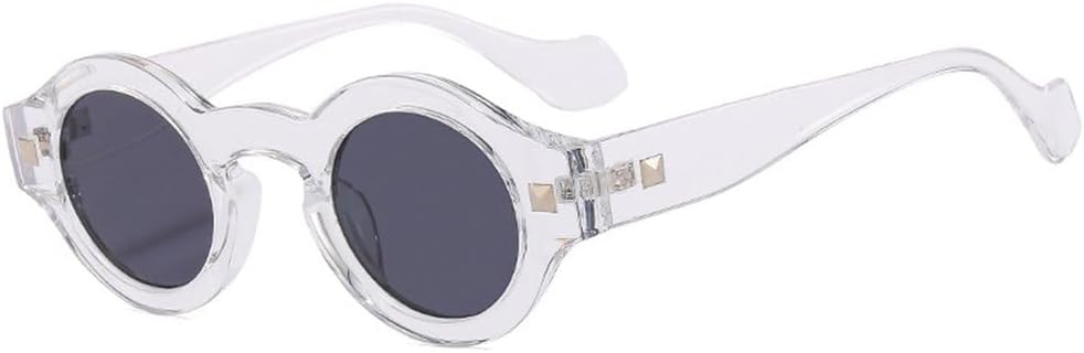 

Мужские круглые солнцезащитные очки в стиле панк, двухцветные, с защитой от УФ-излучения UV400, ретро, ​​с заклепками, модные женские солнцезащитные очки с прозрачной оправой KTUCN, 4