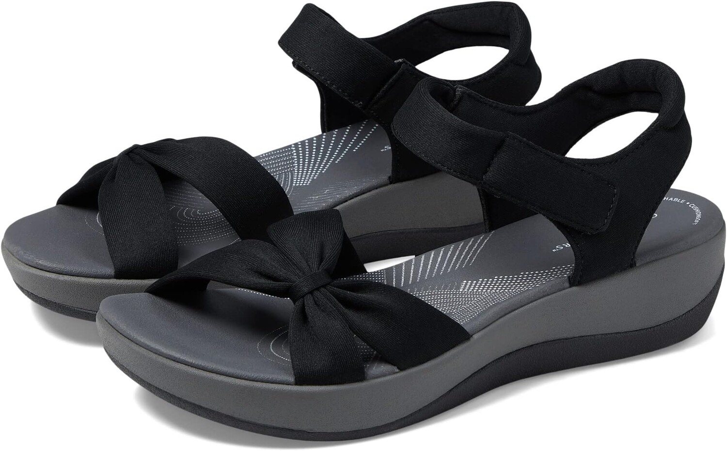 Сандалии на плоской подошве Arla Shore Clarks, цвет Black Textile