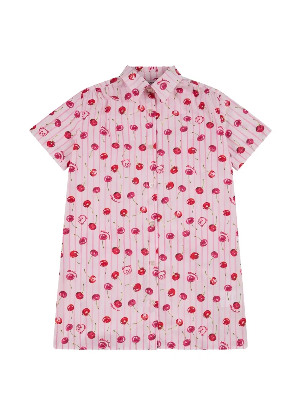 Полосатое платье с принтом Moschino Kids, розовый