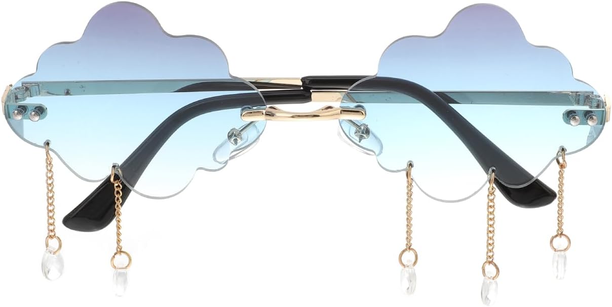 

Солнцезащитные очки PRETYZOOM без оправы с градиентным переходом цвета для женщин, легкие, в форме капли, для фестивалей и вечеринок, без оправы, as shown- Material: Metal