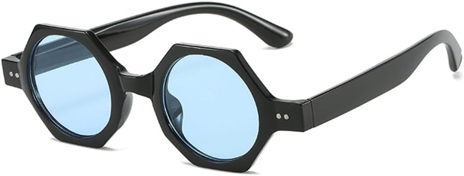 

Солнцезащитные очки LVTFCO в стиле ретро с многоугольными линзами для женщин, модные панк-очки, круглые солнцезащитные очки для мужчин, очки с шестиугольными заклепками, Black Blue