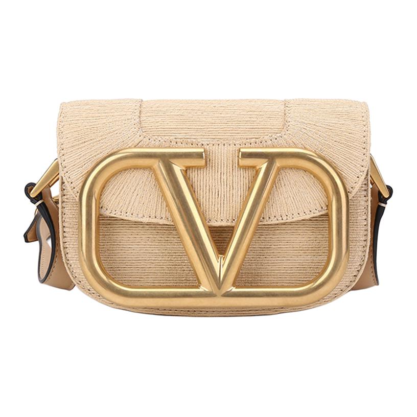 

Valentino Плетёная синтетическая рафия с кожаной отделкой женская сумка через плечо натурального цвета