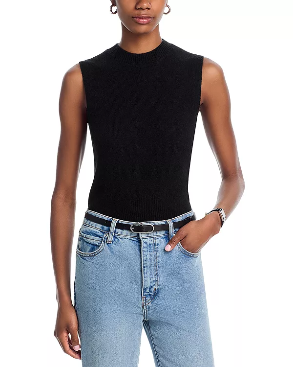 

Свитер-Жилет Aqua из 100% кашемира с круглым вырезом - эксклюзив Aqua, черный