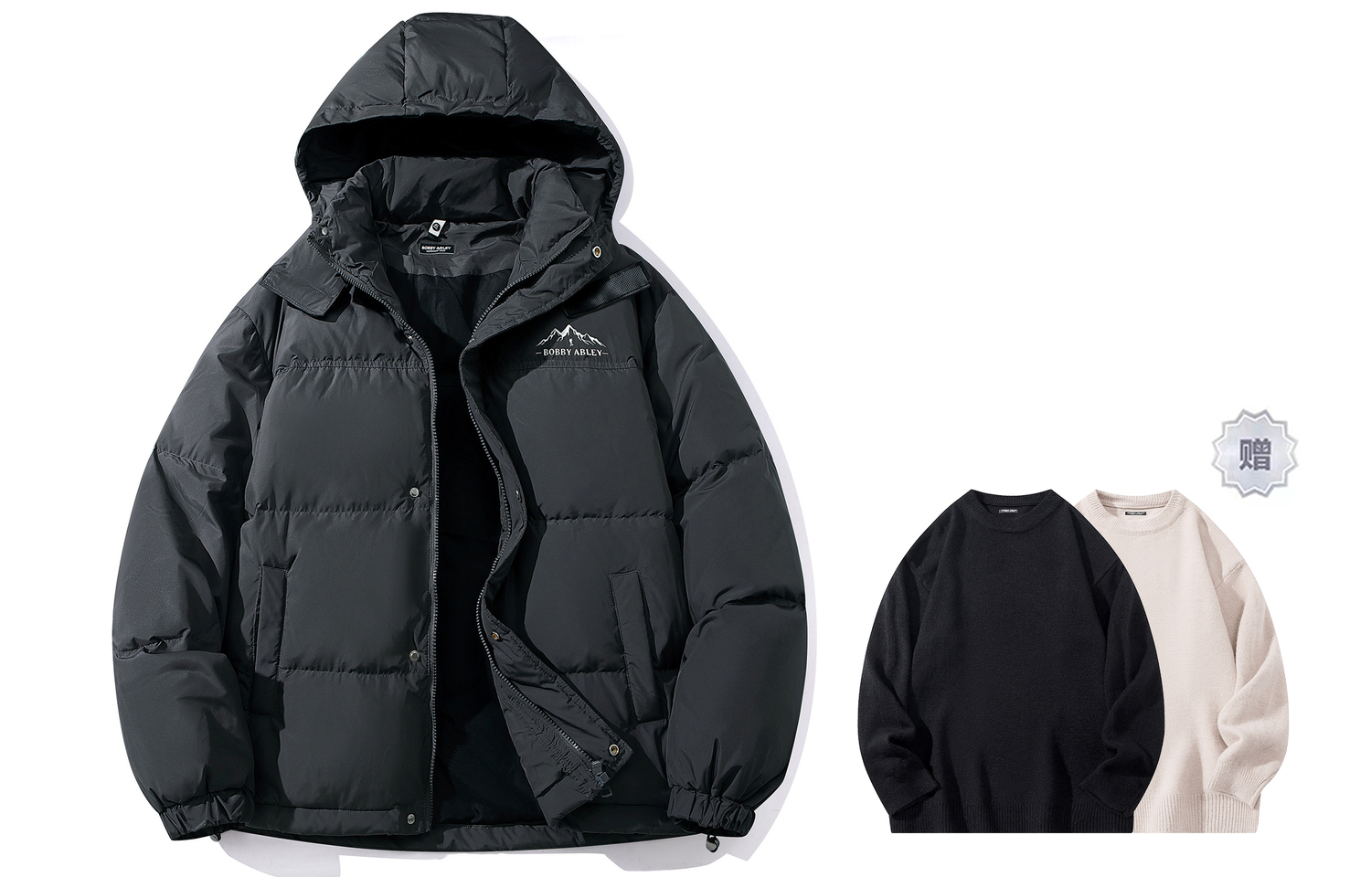 

BOBBY ABLEY Унисекс пуховик, Gray (Comes with Sweater)
