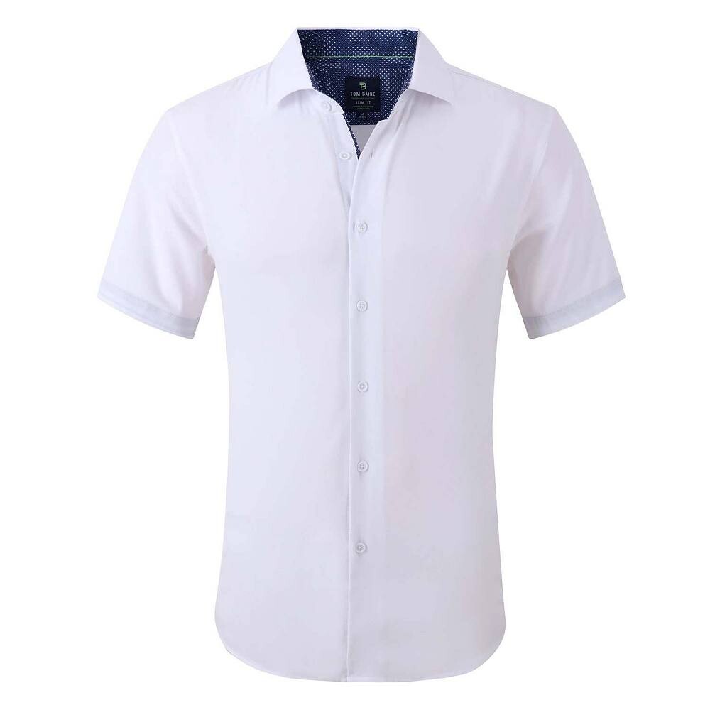 

Tom Baine Slim Fit Performance с короткими рукавами и однотонной пуговицей, белый