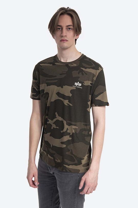 

Хлопковая футболка с камуфляжным принтом Backprint T Alpha Industries, зеленый